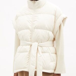 The Frankie Shop Aspen Belted Down Puffer Gilet Vest Jacket in Cream Ivory